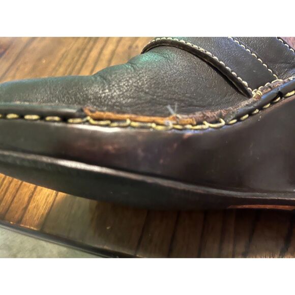 BORN Boho Casual Chic Brown 3" Heel 'Genuine Leather Slide-On Clogs Sz 7*READ - Picture 10 of 10